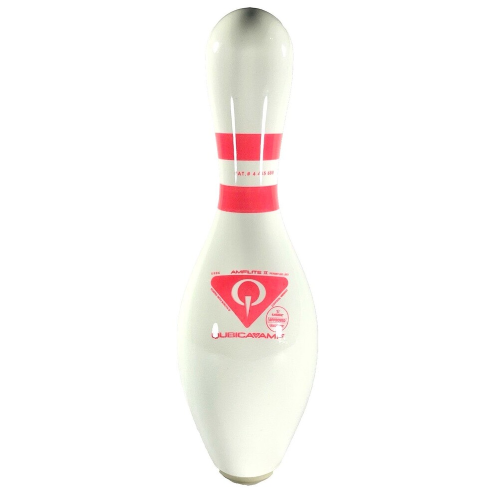 AMF Lite II Black Lite Wooden Maple Bowling Pin White and Pink Plastic Coat